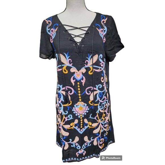 Skies are Blue Dresses & Skirts - Skies Are Blue Embroidered Dress NEW Size Small Boho Hippie Lined Tassel